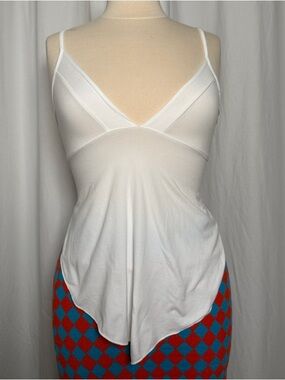 SHEIN White V-Neck Spaghetti Strap Asymmetrical Cami